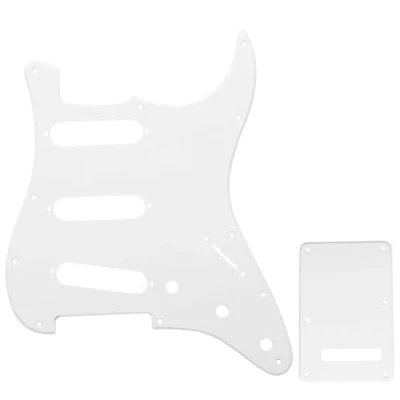 Abbildung von Musiclily SSS Strat Schlagbrett Pickguard und Tremoloabdeckung Back Plate Set für Fender American/Mexican Standard Stratocaster Modern Style E Gitarre,1 lagig Weiß