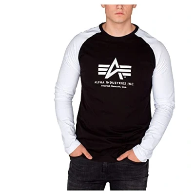Abbildung von Alpha Industries Herren Basic LS Longsleeve T Shirt, Black/White, L