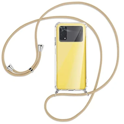 Abbildung von mtb more energy® Handykette kompatibel mit Xiaomi Poco M4 Pro 4G (6.43&#039;&#039;) Caramel Smartphone Hülle zum Umhängen Anti Shock Full TPU Case
