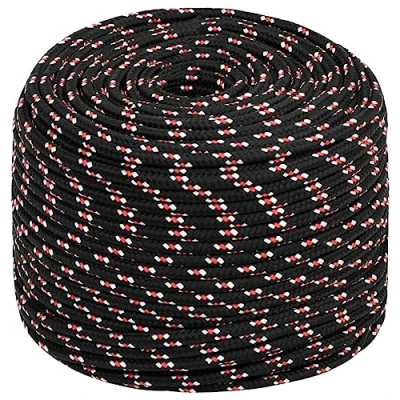 Abbildung von vidaXL Bootsseil Ankerleine Festmacher Tauwerk PP Leine Seil Tau Polypropylenseil Geflochten Flechtleine Schwarz 8mm 50m Polypropylen