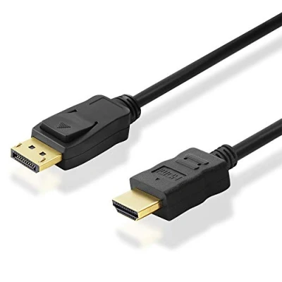 Abbildung von BestPlug DisplayPort auf HDMI Kabel 2m Verbindungskabel schwarz doppelt geschirmt (DP) Stecker zu vergoldet für HD, FullHD, UHD, 4K, 3D