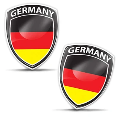 Abbildung von Biomar Labs® 2 x Aufkleber 3D Gel Silikon Abzeichen Stickers Auto Motorrad Fahrrad Fenster Tür PC Handy Tablet Laptop Deutsche Deutschland German Germany Flagge Fahne Flag F 146