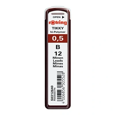 Abbildung von rOtring Tikky Druckbleistift Nachfüllminen 0,5 mm B 10 Stück (120 Minen)