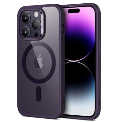 Abbildung von ESR für iPhone 14 Pro Max Hülle, kompatibel mit MagSafe, Classic Hybrid Magnetische HaloLock, Militärnorm Sturzschutz Handyhülle, Kratzfeste Rückseite Case, Klares Lila