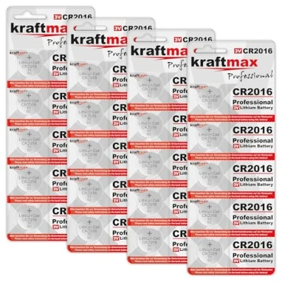 Abbildung von 20er Pack Kraftmax CR2016 Lithium Hochleistungs Batterie / 3V Knopfzelle für professionelle Anwendungen CR 2016