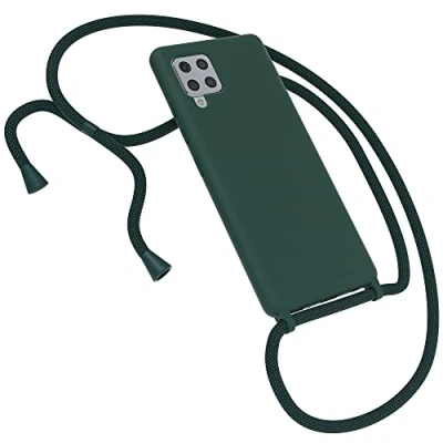 Abbildung von EAZY CASE Premium Silikon Handykette kompatibel mit Samsung Galaxy A42 5G Handyhülle Umhängeband, Handykordel Schutzhülle, Silikonhülle, Hülle Band, Kette für Smartphone, Nachtgrün, Grün
