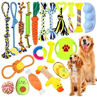 Abbildung von JOTOL Hundespielzeug Set,20Pcs Interaktives Spielzeug Set,100% Natürliche Baumwolle,Hundeseile für Hunde ​Zahnpflege,Interaktives Pet Rope Kleine Mittlere GroßE