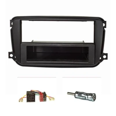 Abbildung von tomzz Audio 2451 035 Radioblende Set kompatibel mit Smart fortwo (451) Facelift ab Bj.10/2010 schwarz Radioadapter ISO Antennenadapter DIN