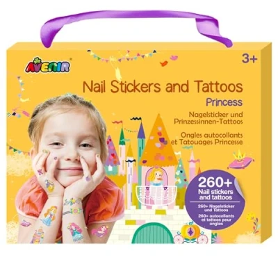Abbildung von Kreativ Set Nagelsticker &amp; Tattoos, Motiv: Prinzessin, temporäre Aufkleber für Kinder ab 3 Jahren