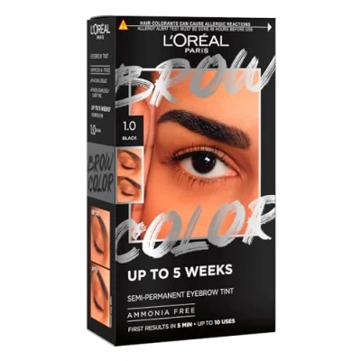 Abbildung von L&#039;Oréal Paris Brow Color Kit Augenbrauenfarbe, halbpermanent, ohne Ammoniak, Färbung für bis zu 5 Wochen, natürliches Ergebnis, Farbe 1.0 Schwarz