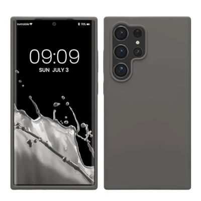 Abbildung von kwmobile Hülle kompatibel mit Samsung Galaxy S24 Ultra Silikon Handy Case Handyhülle für weiche Oberfläche kabelloses Laden Stone Dust