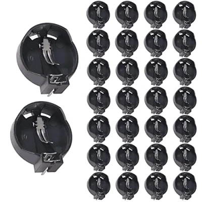 Abbildung von 30Pcs CR2032 CR2025 Horizontaler Münzknopf Batteriehalter 3V 2 Pin Knopf Knopfzelle Batterie Box Sockel Halter Fall DIP Schwarz Behälter für CR2016