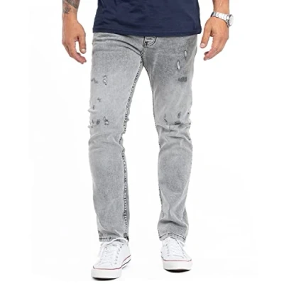 Abbildung von Rock Creek Herren Jeans Regular Fit Stretch Männerhose Herrenjeans Denim Hosen Herrenhose Straight Cut Stonewashed RC 2360 Grau W42 L34