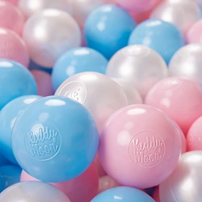 Abbildung von KiddyMoon 100 ∅ 6Cm Kinder Bälle Für Bällebad Spielbälle Baby Plastikbälle Made In EU, Blau/Puderrosa/Perle