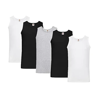 Abbildung von Fruit of the Loom Herren Unterhemd (5erPack) (XXL, 3xWeiss 2xDeepNavy + 1 HL Kauf Notizblock)