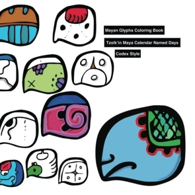 Abbildung von Mayan Glyphs Coloring Book: Tzolk&#039;in Maya Calendar Named Days. Codex Style.