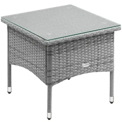 Abbildung von Casaria Beistelltisch, Polyrattan 50x50cm Wetterfest Höhenverstellbar 80kg Belastbarkeit