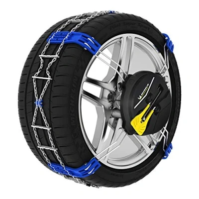 Abbildung von Michelin Fast Grip 008489 Schneeketten mit Kettenspanner Montageanleitung, Aufbewahrungstasche, Schutzhandschuhen
