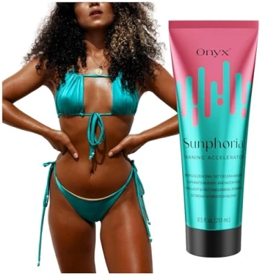 Abbildung von Onyx Sunphoria Solarium Creme ohne Selbstbräuner Sonnencreme mit Bräunungsbeschleuniger Extreme Feuchtigkeitsversorgung Pfirsich Extrakt für Feuchtigkeitsspendende Haut