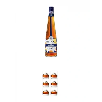 Abbildung von Metaxa Orange Weinbrand Brandy 38% 0,7 Liter + TUMBLER (R10 0148) 6 x Gläser