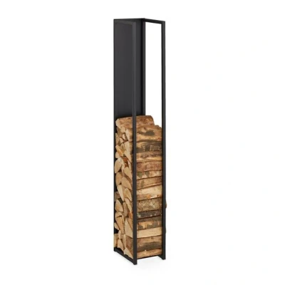 Abbildung von Relaxdays Kaminholzregal Metall, Brennholzregal hoch, für Feuerholz, Stapelholz, Brennholz, HBT: 157x23,5x30 cm, schwarz