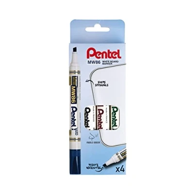 Abbildung von Pentel mw86 a Marker für Whiteboard Keilspitze Durchschnitt Tinte Pochette de 4 couleurs