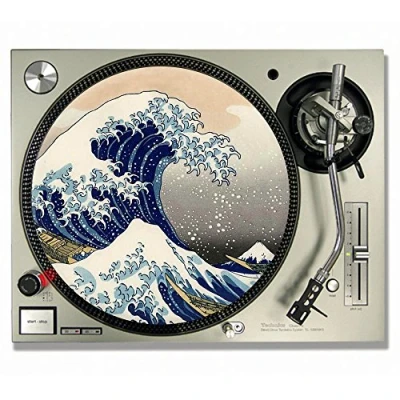 Abbildung von Slipmats für DJs, Vinyl Platten, Motiv: Die große Welle vor Kanagawa , Drucktechnik von Katsushika Hokusai 7inch