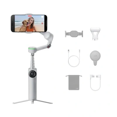 Abbildung von Insta360 Flow 2 Pro Creator Bundle Grau Faltbarer AI Gimbal, Apple DockKit, 360º Pan Tracking, freier Tilt Modus, integriertes Stativ/Selfie Stick, tragb. Vlog/Travel Stabilizer, Spotlight, MagSafe