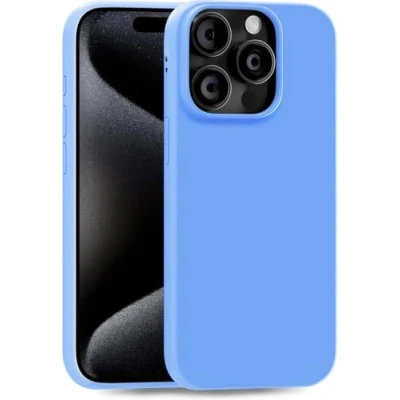 Abbildung von MyGadget Hülle kompatibel mit iPhone 15 Pro robuste Silikon Schutzhülle TPU Case Slim Silikonhülle Back Cover Ultra Kratzfest Handyhülle matt Hellblau