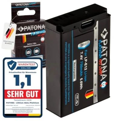 Abbildung von PATONA Platinum LP E12 USB Akku 750mAh mit direktem C Eingang (1396) EOS 100D M M10 M50 M100 M200, PowerShot SX70 HS