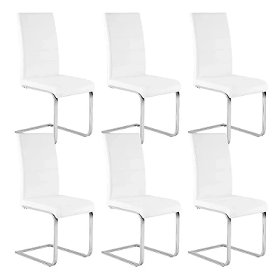 Abbildung von WOLTU Esszimmerstühle 6er Set, Schwingstuhl, Freischwinger Stuhl, Küchenstuhl, Polsterstuhl, mit hoher Rückenlehne, Kunstleder, für Esszimmer Esstisch Küche Wohnzimmer Büro, Weiß, BH378ws 6