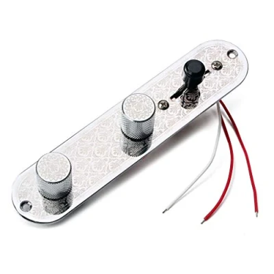 Abbildung von Alnicov Vollbeladene Steuerplatte, vorverdrahtet, mit 3 Wege Steuerung Platte Switch Kabelbaum für Fender, Telecaster, E Gitarre, Chrom