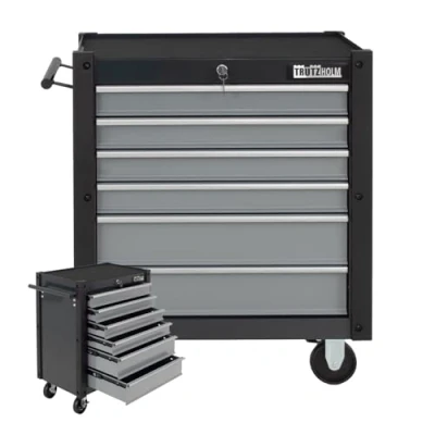 Abbildung von TRUTZHOLM Werkstattwagen Werkzeugwagen Trutzi mit Kantenleiste 78 x 64 cm Dunkelgrau/Hellgrau, auf Rollen, 0 tlg. Werkzeugset, 6 Schubladen