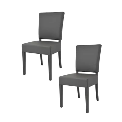 Abbildung von t m c s Tommychairs 2er Set Moderne Stühle Genny für Küche und Esszimmer, robuste Struktur aus lackiertem Buchenholz Farbe Dunkelgrau, gepolstert mit dunkelgrauem Kunstleder bezogen