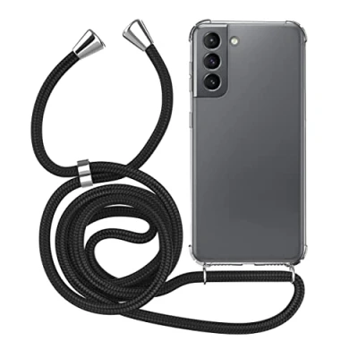 Abbildung von MyGadget Handykette für Samsung Galaxy S21 Plus 5G [ TPU Hülle mit verstellbaren Band ] Handyhülle Handyband zum Umhängen Kordel Schnur Case Schutzhülle Schwarz