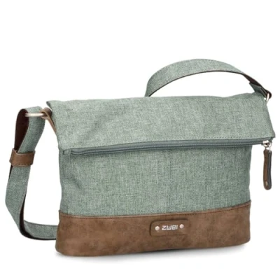 Abbildung von Zwei Damen Rolltop Handtasche Olli OT6 Umhängetasche 2/4 Liter klassische Crossbody Bag wasserabweisend robust strapazierfähig Bicolor Design Schultertasche, hochwerti verarbeitet (eucalyptus)