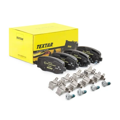 Abbildung von TEXTAR 2230401 Bremsbelagsatz mit akustischer Verschleißwarnung Bremssattelschrauben Zubehör JEEP: Compass, Renegade SUV, FIAT: 500X