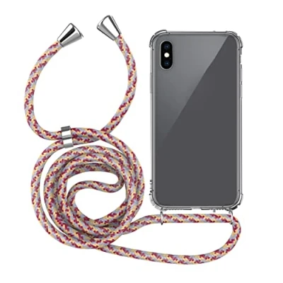 Abbildung von MyGadget Handykette für iPhone X Xs [ TPU Hülle mit verstellbaren Band ] Handyhülle Handyband zum Umhängen Kordel Schnur Case Schutzhülle Pink Muster