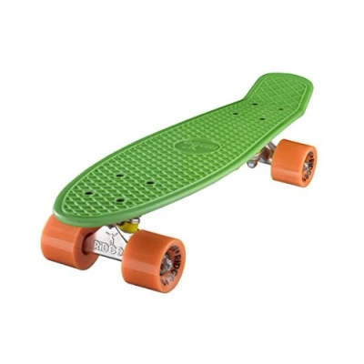 Abbildung von Ridge Skateboard 55 cm Mini Cruiser Retro Stil In M Rollen Komplett U Fertig Montiert Grün Orange,