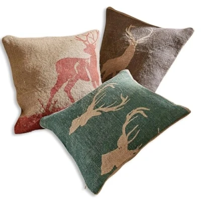 Abbildung von Loberon Kissenhülle 3er Set Shrewton, naturnahe Tier Prints in Scherenschnitt Optik, rustikaler Landhausstil, Kissenbezug, Wohn Accessoires, Wohntextilien, Jute, bunt
