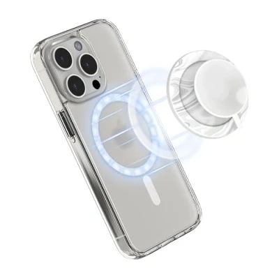Abbildung von PROfezzion Saugnapf Handyhülle Halterung Mag Safe für Spiegel, Glas, Fliesen, Badezimmer Glatte Oberfläche, iPhone 16 Plus/Pro Pro Max 15 14 13 12 &amp; so weiter, Makeup Selfie Video (Weiß)