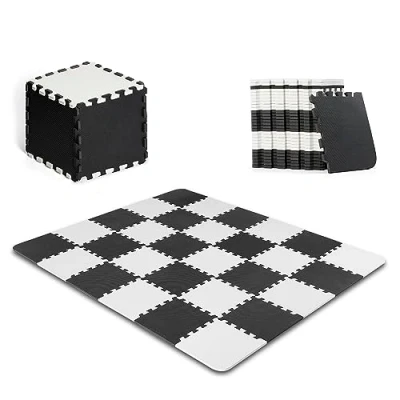 Abbildung von Kinderkraft Spielmatte LUNO, 30 Puzzleteile im Set, Erlebnismatte, Puzzlematte, Krabbelmatte, aus Schaumstoff, für Kinder ab 10 Monate, Schwarz Weiß