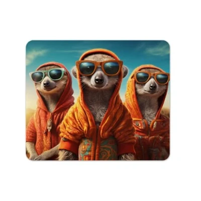 Abbildung von Merchandise for Fans Mauspad/Mouse Pad Textil Rückseite Kautschuk rutschfest 22 x 18 cm für alle Maustypen Büro und Gamer Motiv: Erdmännchen 07