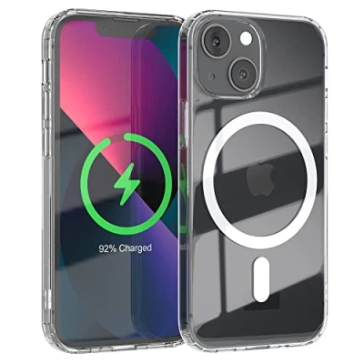Abbildung von EAZY CASE Premium Crystal TPU Hülle kompatibel mit iPhone 13 Mini Qi Charging, Silikonhülle Kameraschutz, Slimcover, Handyhülle, Backcover, Durchsichtig, Transparent