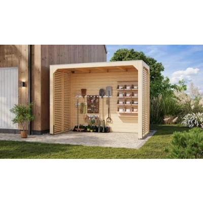 Abbildung von Karibu Gartenhaus Robuster Pavillon aus Leimholz mit Flachdach und selbstklebender Folie, BxT: 320x160 cm, (1 Stück, Gartenpavillon Rückenwand &amp; zwei Seitenwänden), Rück Seitenwänden