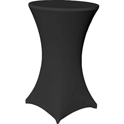 Abbildung von EXKLUSIV HEIMTEXTIL Stehtischhusse Stretch für Bistrotisch mit 4 Fußlaschen elastisch Ø 60 65x110 120 cm Schwarz