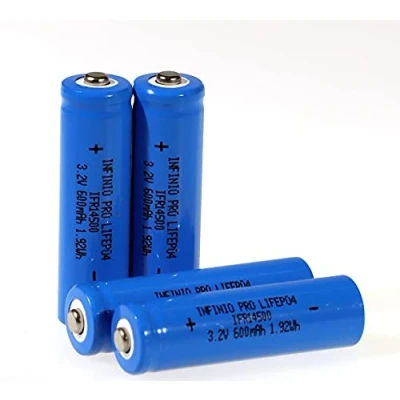 Abbildung von LiFePo4 IFR 14505 Akku AA 4er Set 600mAh 3,2V 14500 Button Top Batterie Lithium Eisen Phosphat Solar Flat Geprüfte Zellen einzeln verpackt