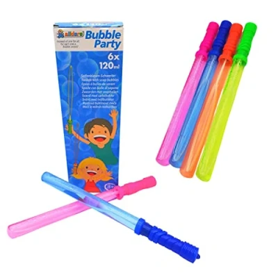 Abbildung von alldoro 60628 Bubble Party Seifenblasen Schwert 6er Set, inkl. 6X 120ml Seifenlauge, für Kinder ab 36 Monaten und Erwachsene, 37 cm bunt