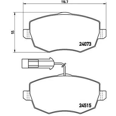 Abbildung von BREMBO P 23 128 Bremsbelagsatz inkl. Verschleißwarnkontakt mit Bremssattelschrauben Zubehör LANCIA: Ypsilon II