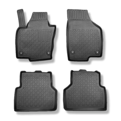 Abbildung von Mossa TPE Fußmatten Auto kompatibel mit Volkswagen Tiguan I SUV (07.2007 04.2016) schwarz Automatten Autoteppiche G
